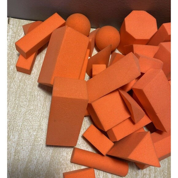 Geometric Learning Math Manipulative Larger Soft Foam 3D Shapes 42 Orange pieces - Picture 5 of 6